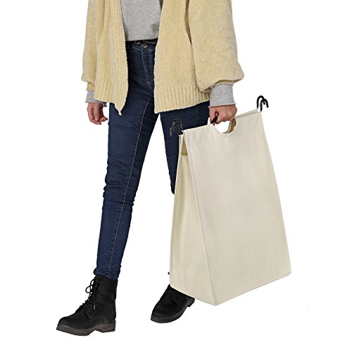 SONGMICS Carrito de Lavandería, Cesta de lavandería, Colector de Ropa con 3 Bolsas de Tela Extraíbles, Contenedor de Ropa sobre Ruedas, Robusto, 3 x 44 litros, Beige LSF003S