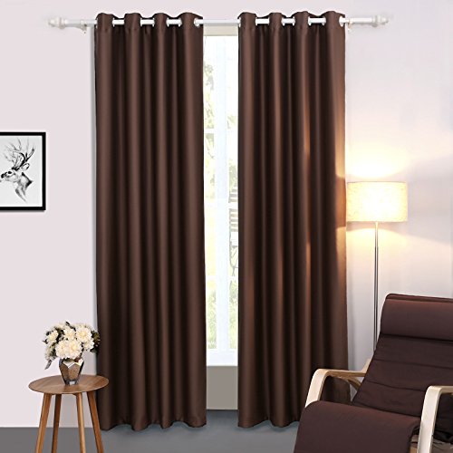 SONGMICS Cortina Ocultante con 8 Ojales, 100% Poliéster, 145 x 245 cm, Color Chocolate LRB245K-2