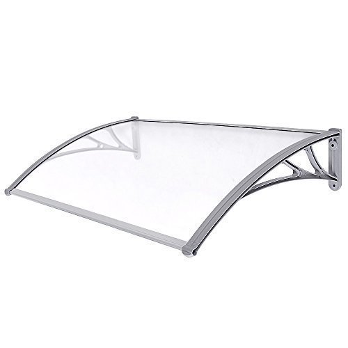 SONGMICS Marquesina para Puertas Ventanas Toldo Cubierta de policarbonato de 3 mm Transparente 125 x 75cm GVH128