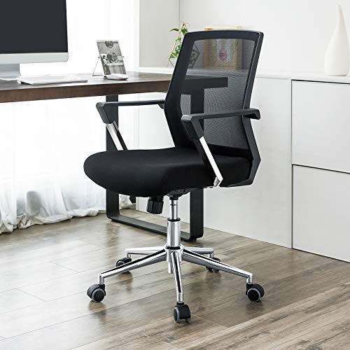 Songmics Silla giratoria de Oficina Silla de Escritorio de Malla Altura Ajustable Negro OBN83B