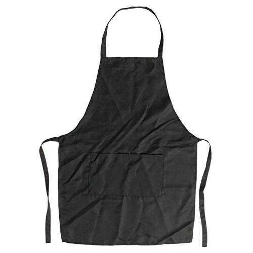 Sonline Unisex 2 Bolsillo Negro Delantal Peto de Cocina, un Tamano de Medio