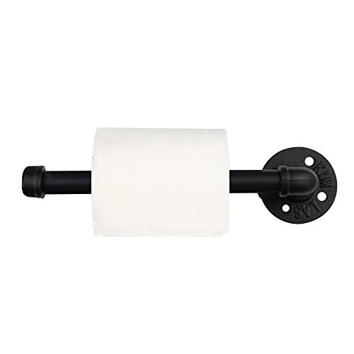 Soporte de papel higiénico para tubos de hierro | Colgador de papel de lavabo de hierro negro | Soporte de pared para baño | Diseño rústico | M&W