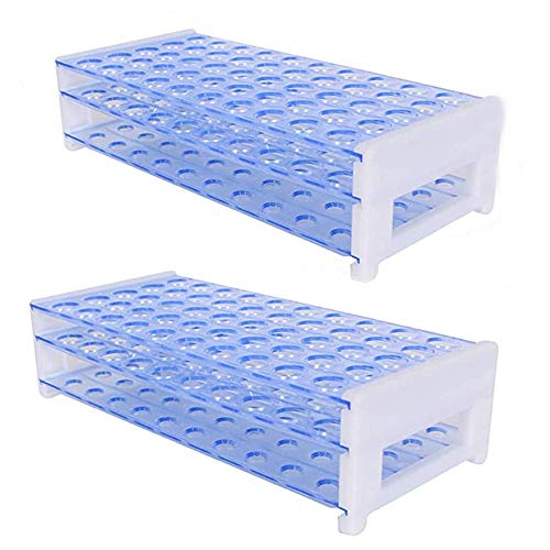 Soporte de Tubo de Ensayo de Plástico Transparente Rack de Tubo de Ensayo Soporte para Tubos de Centrífuga Desmontables para Tubos de Ensayo de Laboratorio Escolar 40 Agujeros 18mm 3 Capas 2 juegos