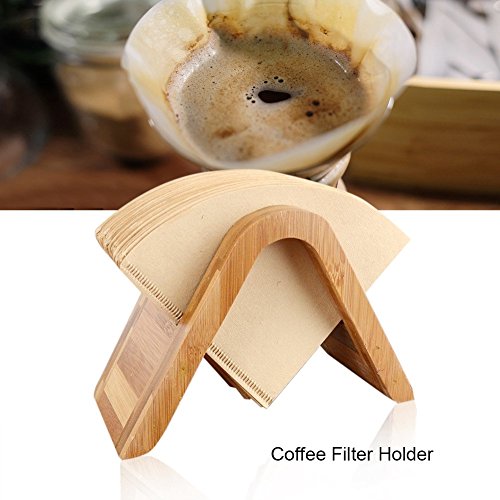 Soporte dispensador de papel filtro de cartas en madera bambú para máquina de café Espresso