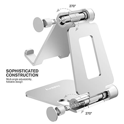 Soporte Móvil Mesa, Soporte Móvil Escritorio, Soporte Teléfono Mesa Aluminio, Soporte Móvil Tablet Mesa Plegable para iPhone X 8 7Plus 7 6S 6,Samsung, Huawei,Tablets,iPad,Note - Plata (Plata)