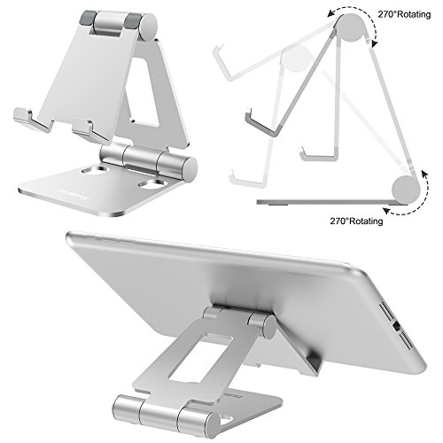 Soporte Móvil Mesa, Soporte Móvil Escritorio, Soporte Teléfono Mesa Aluminio, Soporte Móvil Tablet Mesa Plegable para iPhone X 8 7Plus 7 6S 6,Samsung, Huawei,Tablets,iPad,Note - Plata (Plata)