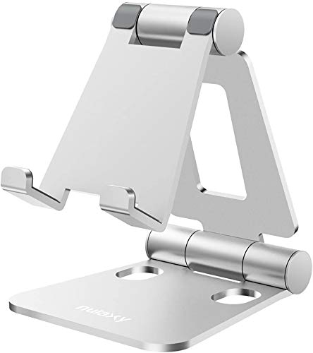 Soporte Móvil Mesa, Soporte Móvil Escritorio, Soporte Teléfono Mesa Aluminio, Soporte Móvil Tablet Mesa Plegable para iPhone X 8 7Plus 7 6S 6,Samsung, Huawei,Tablets,iPad,Note - Plata (Plata)