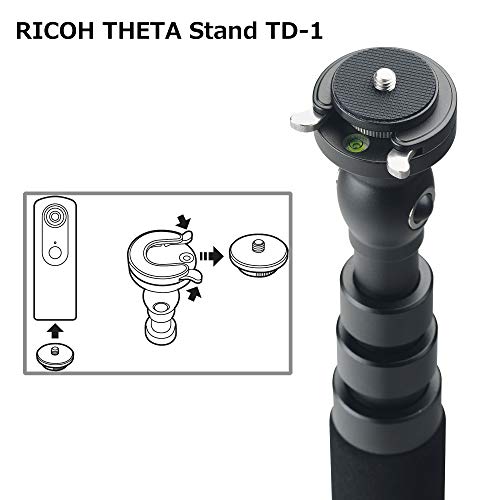 Soporte RICOH Theta TD-1: Compatible con Todos los Modelos RICOH Theta de la Serie, Dimensiones monopod: extensión máxima: 152 cm, Longitud plegada: 55,8 cm, Peso: 765 g.