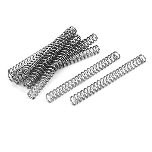 sourcing map 0.7mmx5mmx50mm Muelles De Compresión De 304 Acero Inoxidable Tono Plata 10Pcs