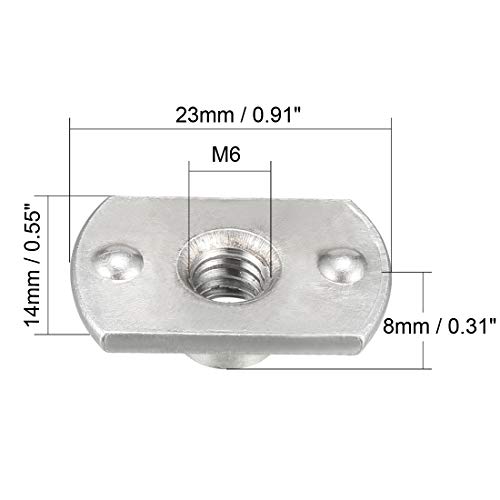 sourcing map Base de losa de acero al carbono m6 en forma de T 2 tuercas de soldadura de proyección 10 pcs