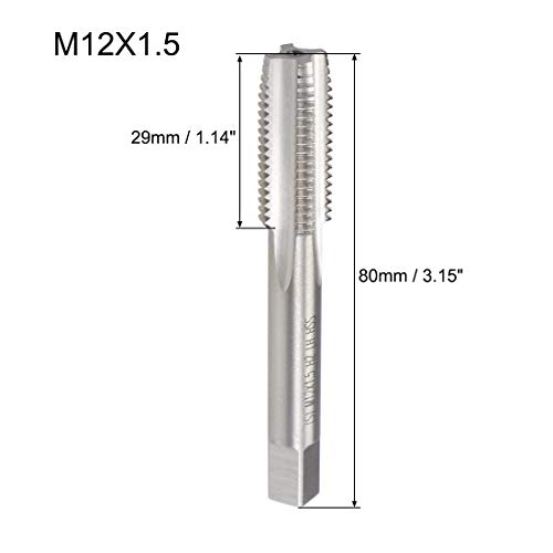 sourcing map Tapa de Máquina Métrica de Paso de Rosca Izquierda H2 de 4 Flautas de Acero de Alta Velocidad M12x1.5