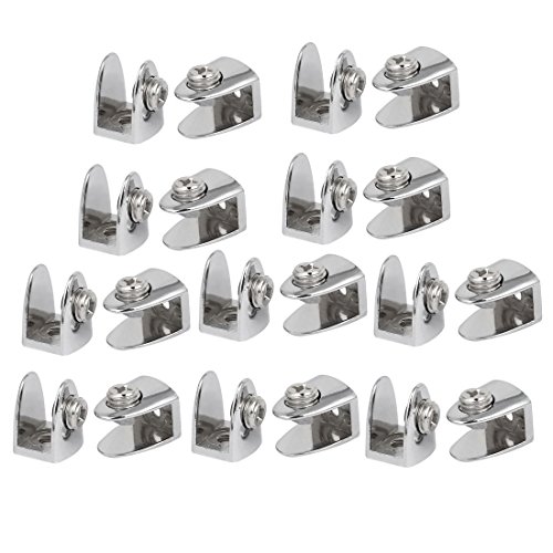 sourcingmap® 20Pcs Estante De Cristal 6Mm-9Mm De Espesor De Aleación Forma Semicírculo Soporte Grapa Abrazadera