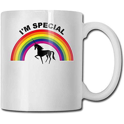 Soy taza especial de la taza de cerámica del arco iris Tazas de café divertidas Taza de viaje de cerámica Taza de té 330ml (Blanco)