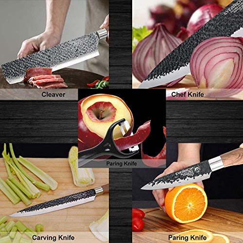 SP-Cow Cuchillo de Cocina Profesional,6 Piezas Juego de Cuchillos de Acero Inoxidable,con Tijera,Mango Antideslizante,Cuchillos precisión de Acero, Revestimiento Antiadherente y Mango de Agarre Suave