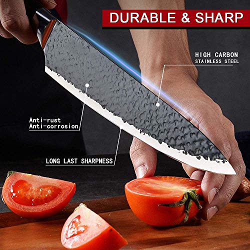 SP-Cow Cuchillo de Cocina Profesional,6 Piezas Juego de Cuchillos de Acero Inoxidable,con Tijera,Mango Antideslizante,Cuchillos precisión de Acero, Revestimiento Antiadherente y Mango de Agarre Suave