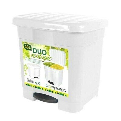 SPAZIO Cubo de Basura Papelera 46 litros ecologic 2 en 1 (Blanco)