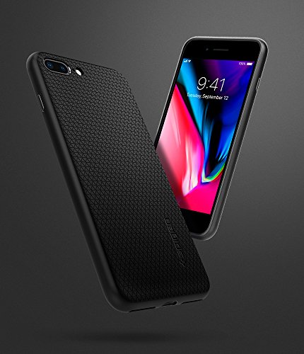 Spigen Funda Liquid Air Compatible con Apple iPhone 7 Plus/8 Plus, Flexión Duradero y Diseño de Fácil Agarre - Negro