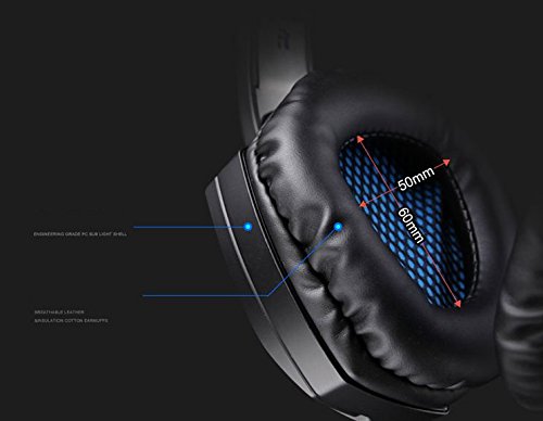 Spirit Wolf 7.1 Sonido envolvente Auricular USB para juegos de ordenador con micrófono oculto, luz de respiración LED para PC Gamer en negro azul