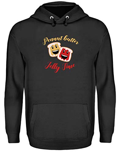 SPIRITSHIRTSHOP Peanut manteca Jelly Time - Cacahuete, mantequilla de cacahuete, mermelada, tiempo para comer, comida, unisex con capucha Negro Jet XXL