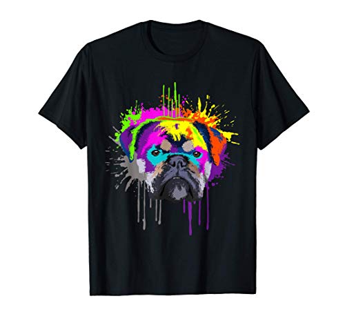 Splash Art Bulldog Inglés Dueño De Un Perro Regalo Perros Camiseta