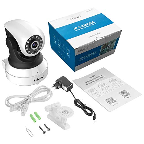 Sricam Cámara IP 1080P, Cámara Vigilancia WiFi Interior Inalámbrico, con Micrófono y Altavoz, Visión Nocturna, Detección de Movimiento, Seguridad para Bebé y Mascotas, Compatible con iOS, Android