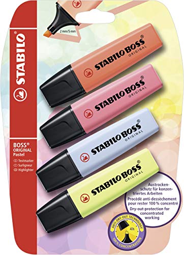 Stabilo Boss Marcador Original Pastel, Blister 4 Colores