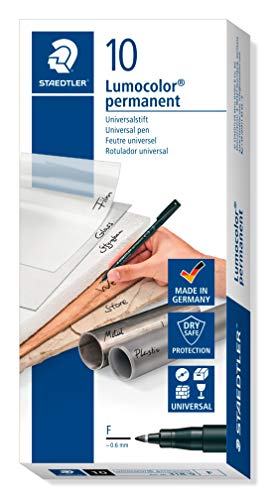 Staedtler Rotuladores permanentes de punta fina Lumocolor. Caja con 10 uds 318-9