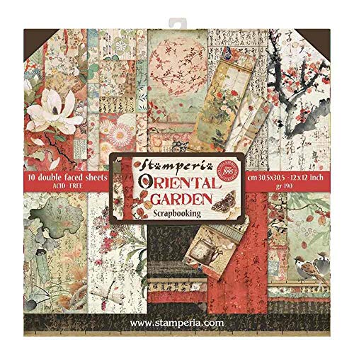 Stamperia International KFT Hojas de papel - jardín oriental, Multicolor, 30.5 x 30.5 (12" x 12")