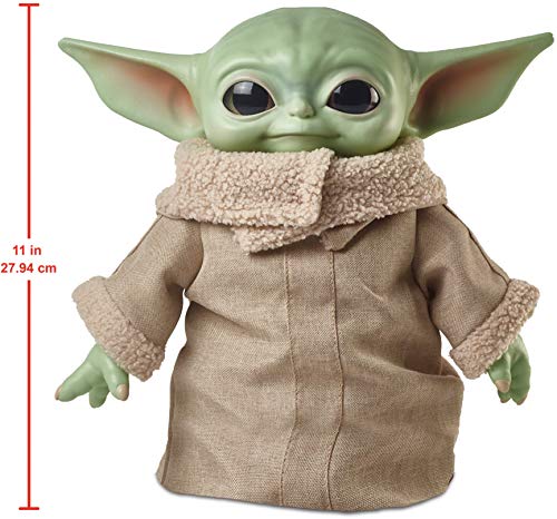 Star Wars Baby Yoda El niño de la serie The Mandalorian, figura peluche de 28 cm, color verde, (Mattel GWD85)