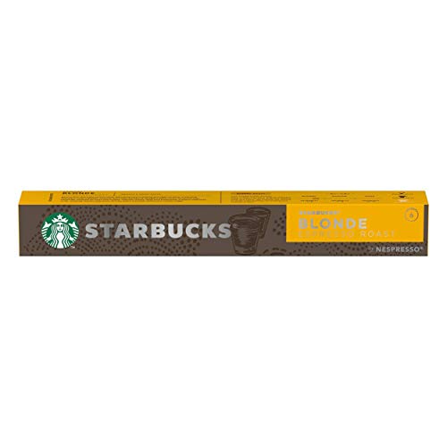 Starbucks BLONDE Espresso Roast de NESPRESSO Cápsulas de café de tostado suave, 8 x tubo de 10 unidades