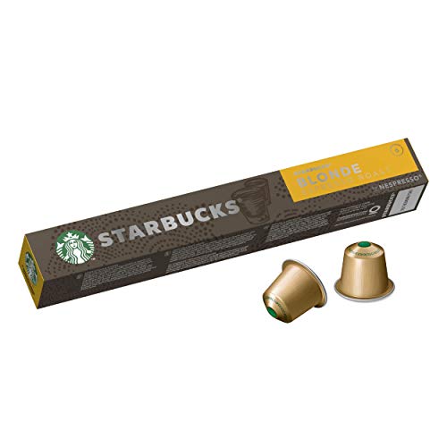 Starbucks BLONDE Espresso Roast de NESPRESSO Cápsulas de café de tostado suave, 8 x tubo de 10 unidades