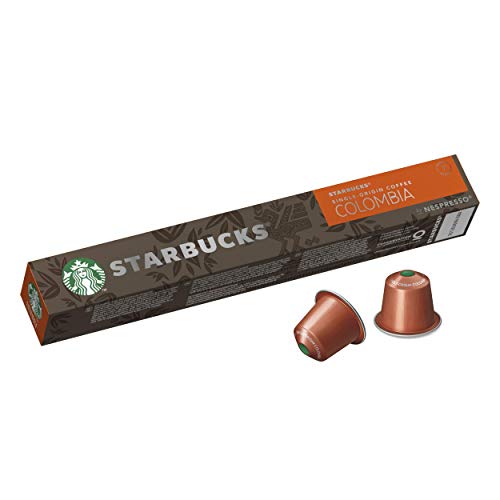 Starbucks Single-Origin Colombia de NESPRESSO Cápsulas de café de tostado medio, 8 x tubo de 10