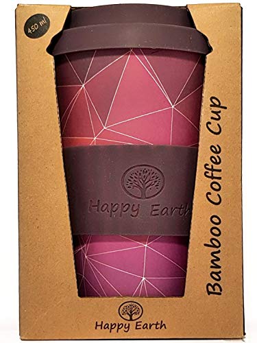 STARGAZER por Happy Earth (Taza de café ecológica reutilizable 450 ml, hecha con fibra de bambú natural orgánica, se puede utilizar como taza de viaje o taza de café casera)