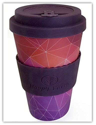 STARGAZER por Happy Earth (Taza de café ecológica reutilizable 450 ml, hecha con fibra de bambú natural orgánica, se puede utilizar como taza de viaje o taza de café casera)