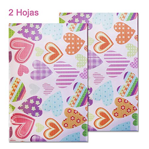 Starplast, Papel Goma Eva Decorado, 2 Hojas, 20 cm x 30 cm, A4, para Decorar, Diseñar y Manualidades, Estampado Corazones