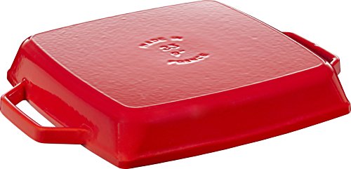 STAUB 40511 – 730 – 0 Rectangular Parrilla Sartén con Dos Asas, 23 cm, Hierro Fundido, Color Cereza