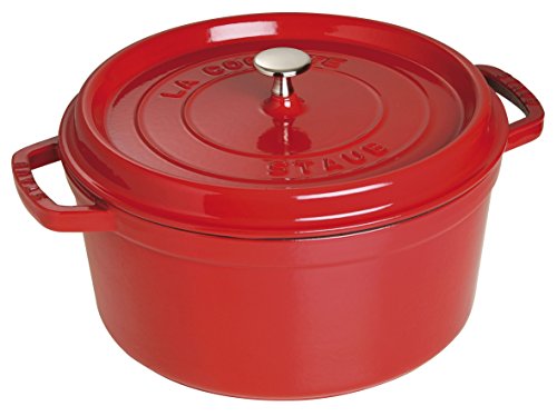 STAUB Cocotte Redonda, Hierro Fundido, Rojo Cereza, 30 cm