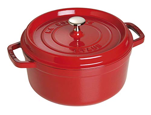 Staub - Olla Cocotte redonda, hierro fundido, 26 cm, rojo cereza