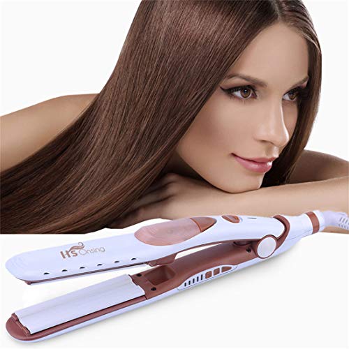 Steam - Plancha de Pelo Profesional,2 en 1 Plancha de Vapor y Rizador Pelo-Para el Cabello Sedoso y Brillante,Cuidado del Cabello