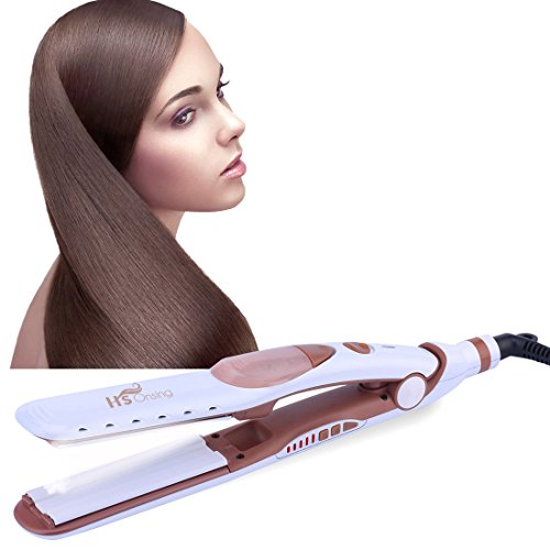 Steam - Plancha de Pelo Profesional,2 en 1 Plancha de Vapor y Rizador Pelo-Para el Cabello Sedoso y Brillante,Cuidado del Cabello