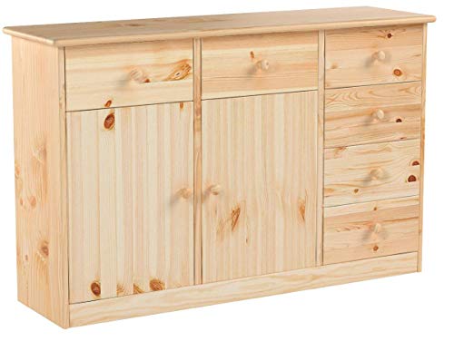 Steens Mario 2 para puerta/6-cajones Mueble aparador con Madera de Pino, Acabado Barnizado Natural