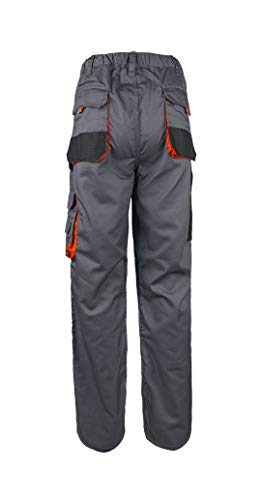 Stenso Des-Emerton® - Pantalones de Trabajo para Hombre con Cintura elástica - Gris/Negro/Naranja - 48