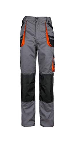 Stenso Des-Emerton® - Pantalones de Trabajo para Hombre con Cintura elástica - Gris/Negro/Naranja - 48