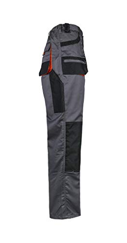 Stenso Des-Emerton® - Pantalones de Trabajo para Hombre con Cintura elástica - Gris/Negro/Naranja - 48