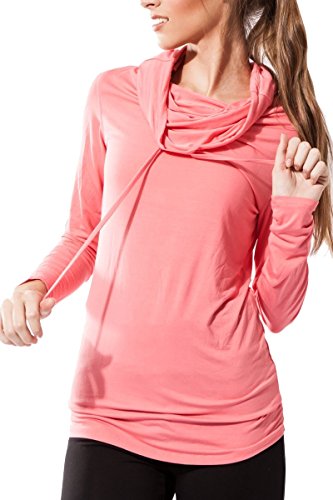 Sternitz Camisa Fitness para Mujer, Bhakti Hoodie, Ideal para Hacer Pilates, Yoga y Cualquier Deporte, Tela de bambú, ecológica y Suave. Cuello Largo. (M, Rosado)