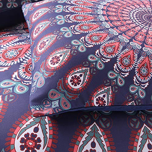 Sticker superb 3 Piezas 180x220cm Mandala Bohemia Juego de Ropa de Cama 90cm, Fácil Limpieza Máquina Lavable 2 Personas Funda de Edredón con Funda de Almohada Otoño Invierno (Bohemia 3)