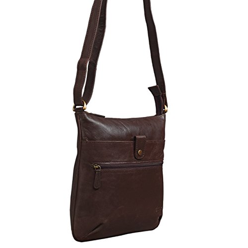 STILORD 'Lina' Bolso Bandolera Mujer Piel Bolso Mensajero pequeño Bolsa para Tablet 10.1 Pulgadas Bolsa Mano Bolso Hombro de auténtico Cuero, Color:Chocolate - marrón