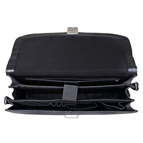 STILORD 'Miguel' Maletín de Piel Negro Grande para Hombre Bolso de Negocios Clásico Bolsa Bandolera de portátil de 15,6 y auténtico Cuero, Color:Negro