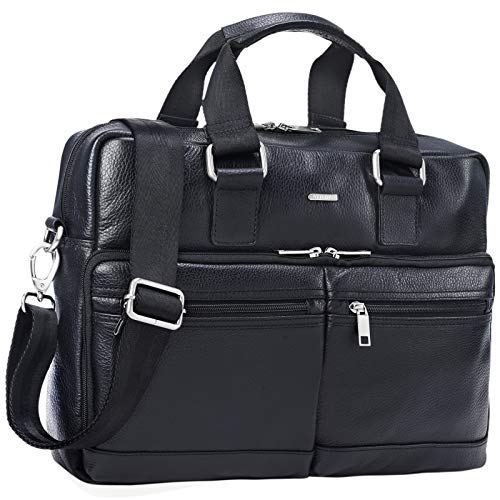 STILORD 'Vito' Bolso de Negocios de Piel para Hombres y Mujeres Bolsa para portátil de 14' Bolso Bandolera para Universidad Trabajo Estudiantes o Profesor, Color:Negro