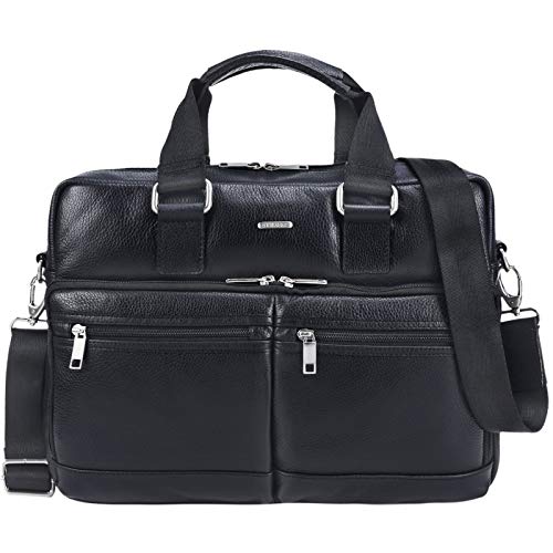 STILORD 'Vito' Bolso de Negocios de Piel para Hombres y Mujeres Bolsa para portátil de 14' Bolso Bandolera para Universidad Trabajo Estudiantes o Profesor, Color:Negro